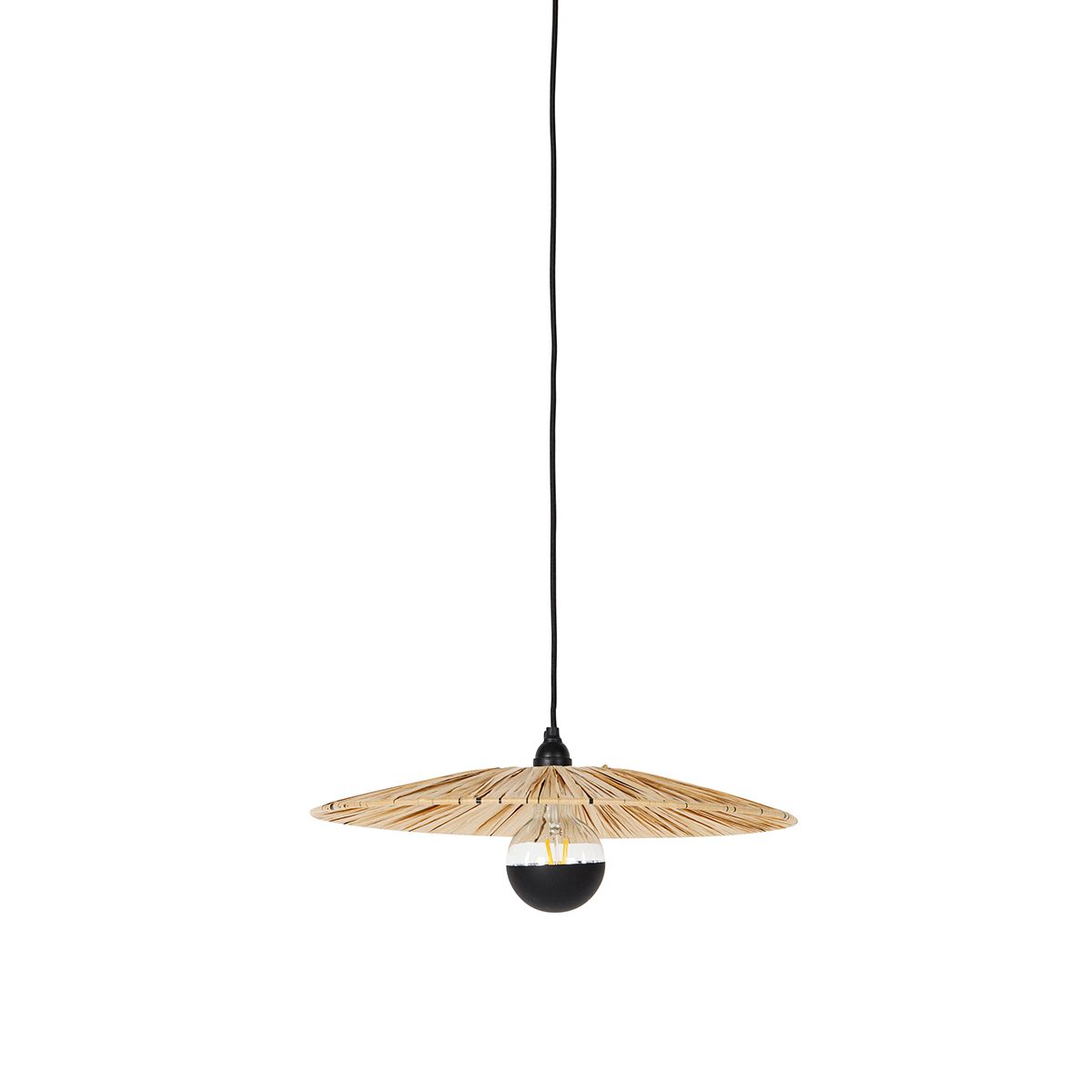 Landelijke hanglamp zwart met touw 45 cm - Leia