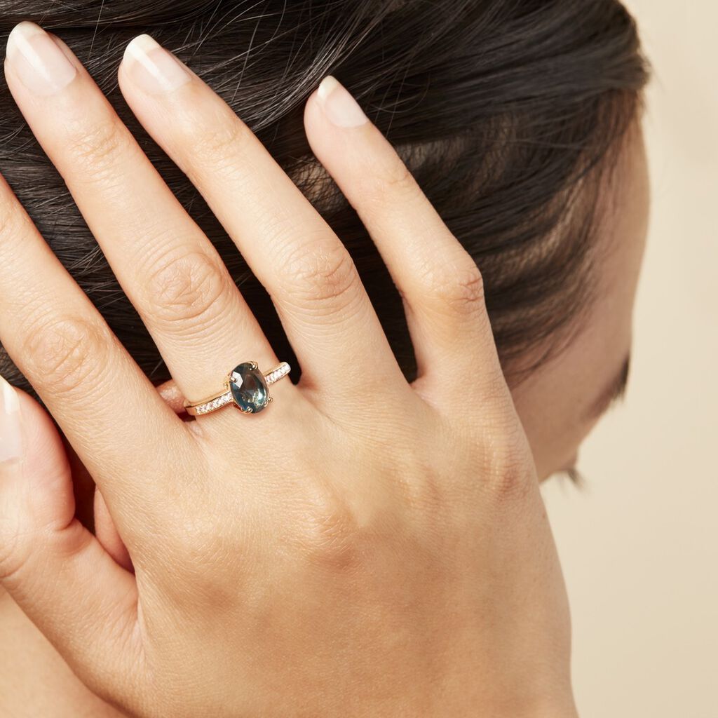 Bague Solitaire Nadau Plaqué Or Pierre Artificielle Oxyde