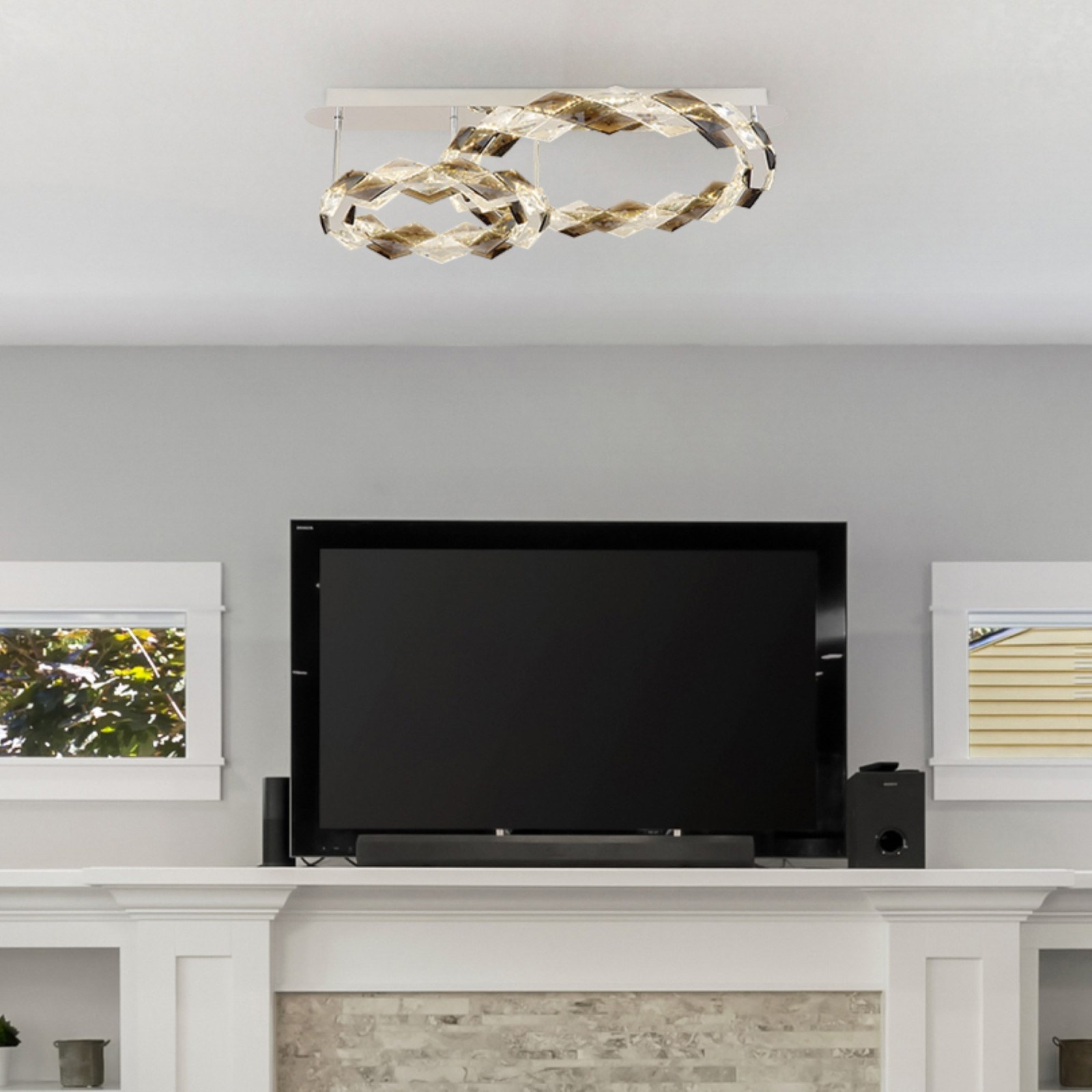 LED-Deckenleuchte - transparent-chromfarben - 80x24x55 cm