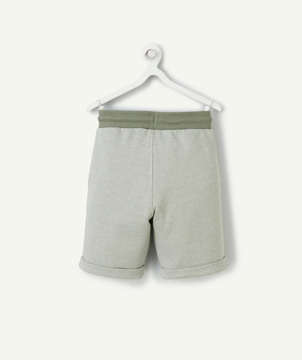 bermuda garçon en coton bio vert avec revers