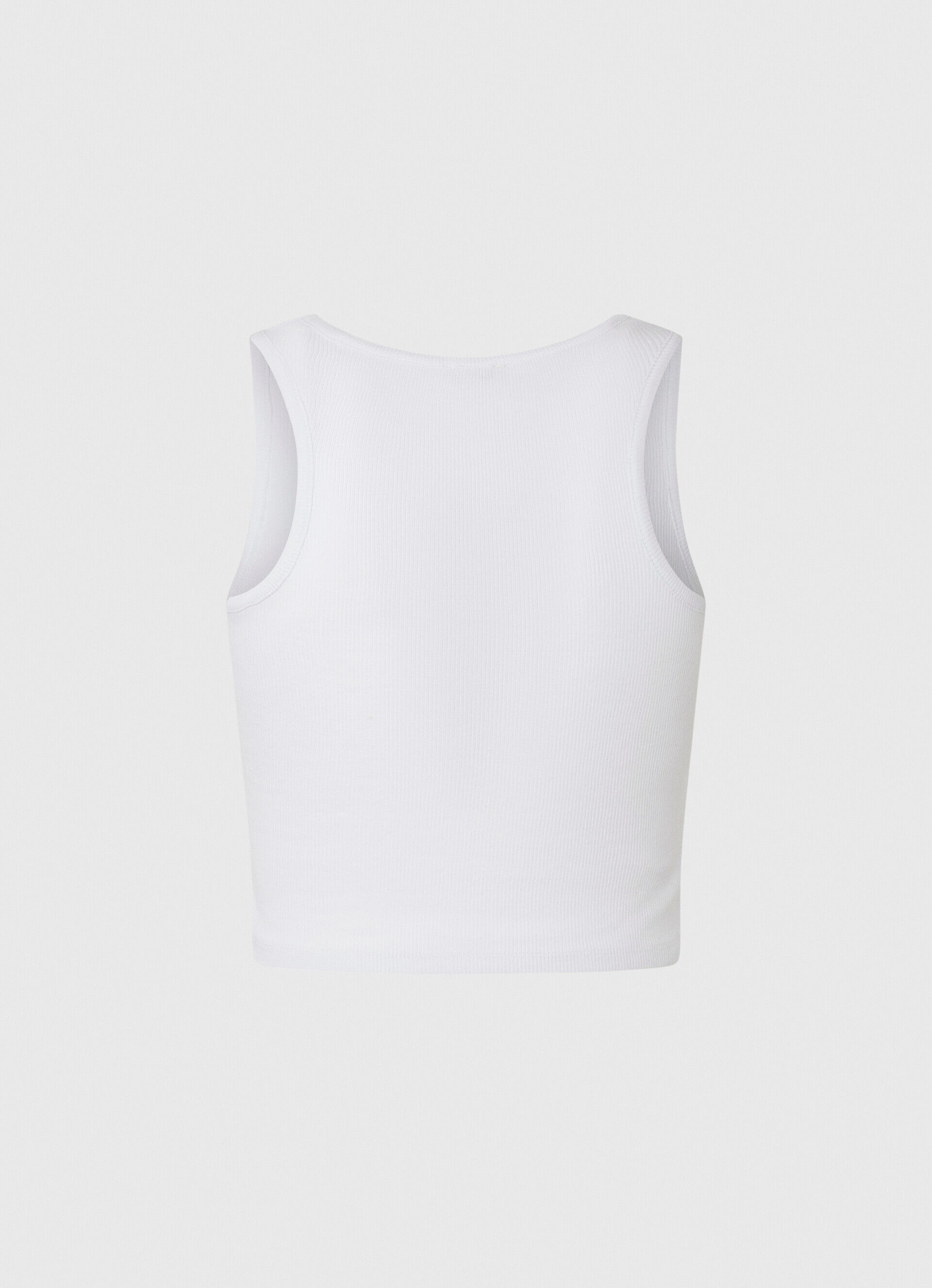 CAMISETA DE MANGA CANELADA - branca