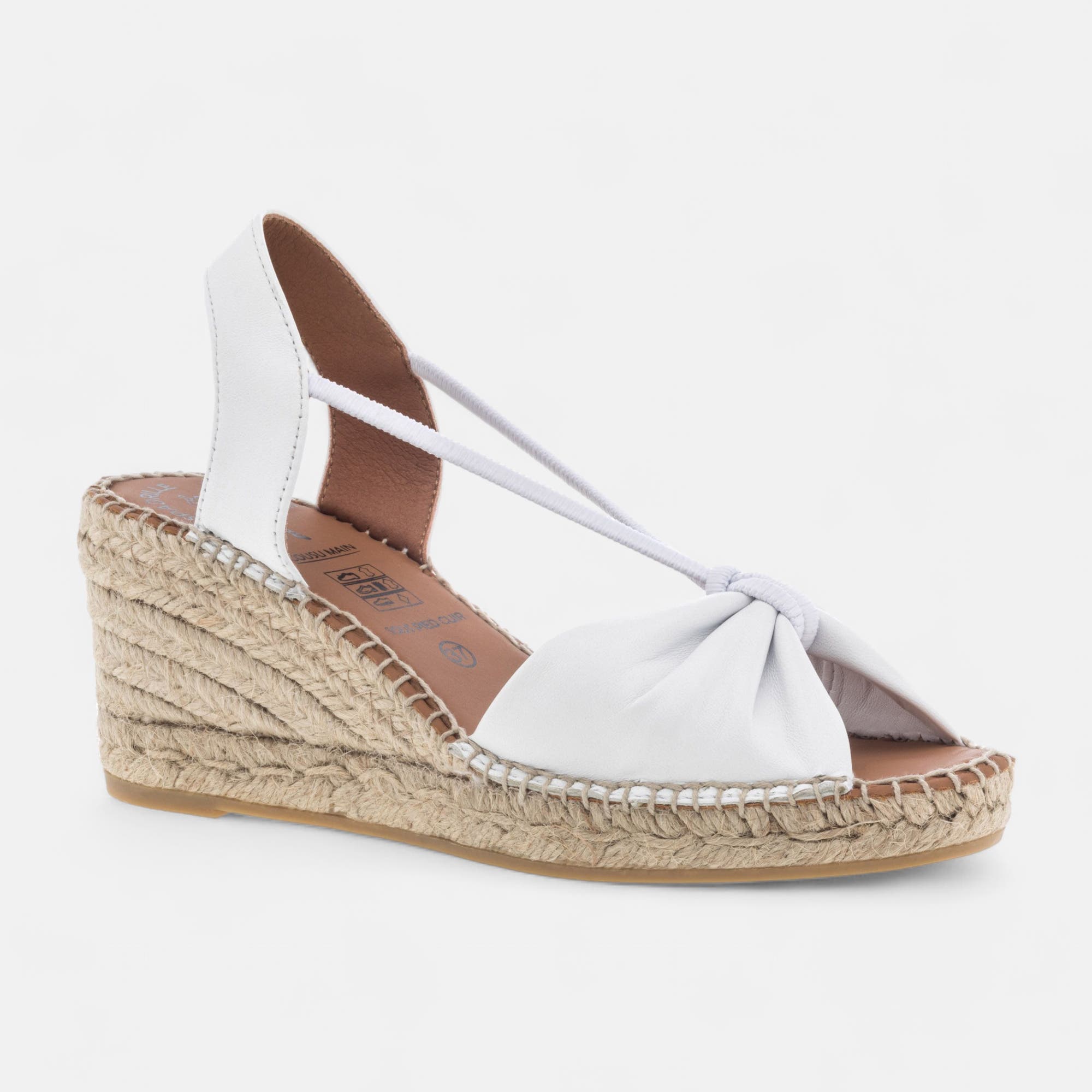 Espadrilles à talon Femme en cuir blanc