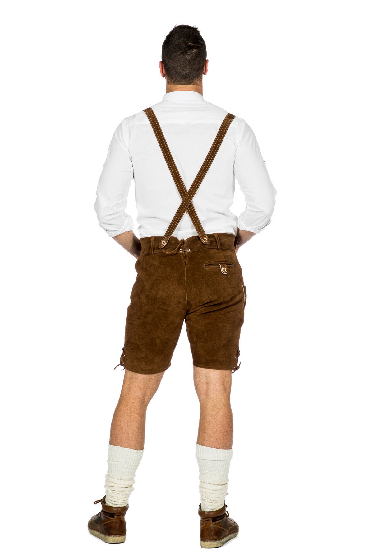 Bruine Lederhose Heren Kort