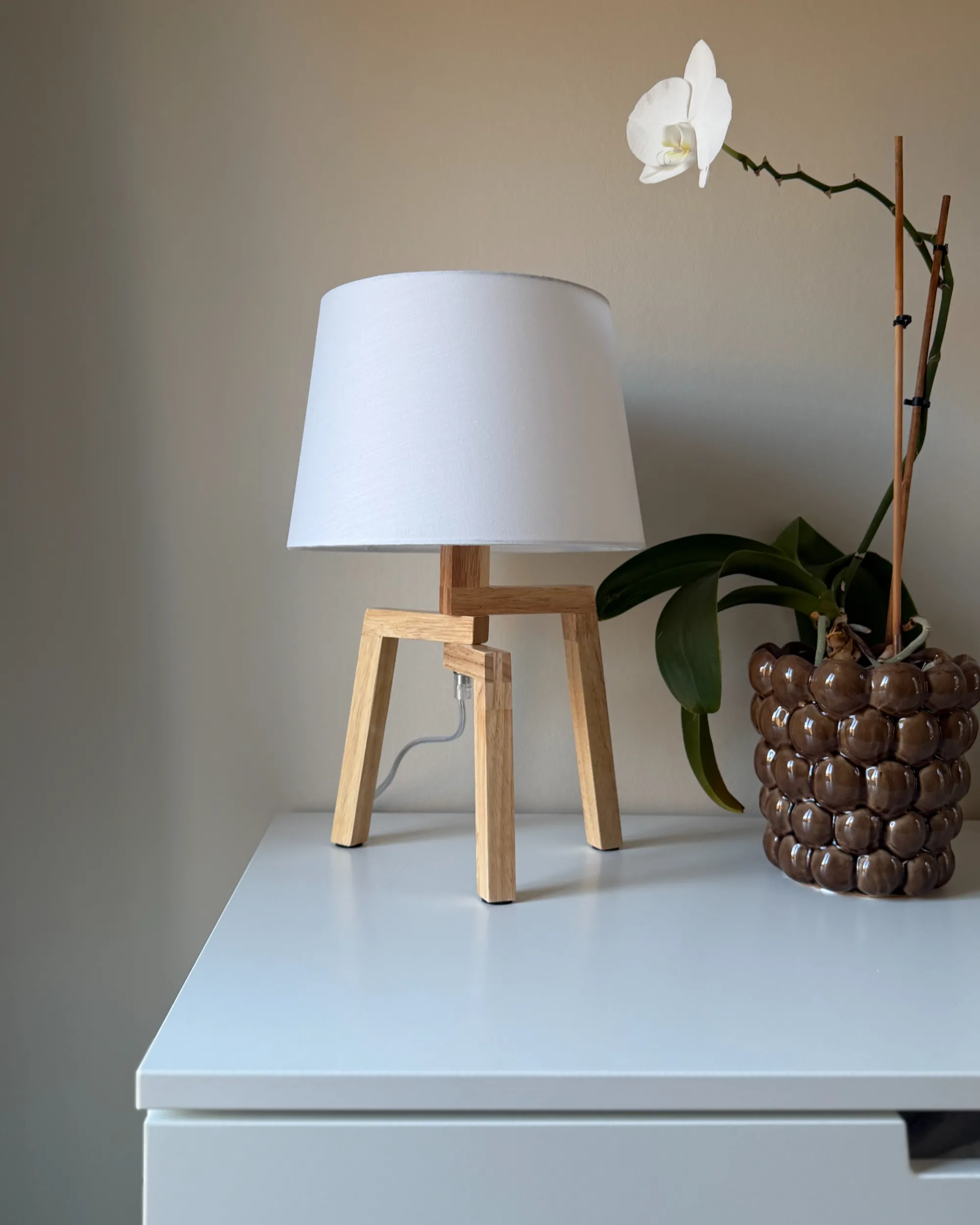 Tafellamp NALON Eikenhout Bruin/wit