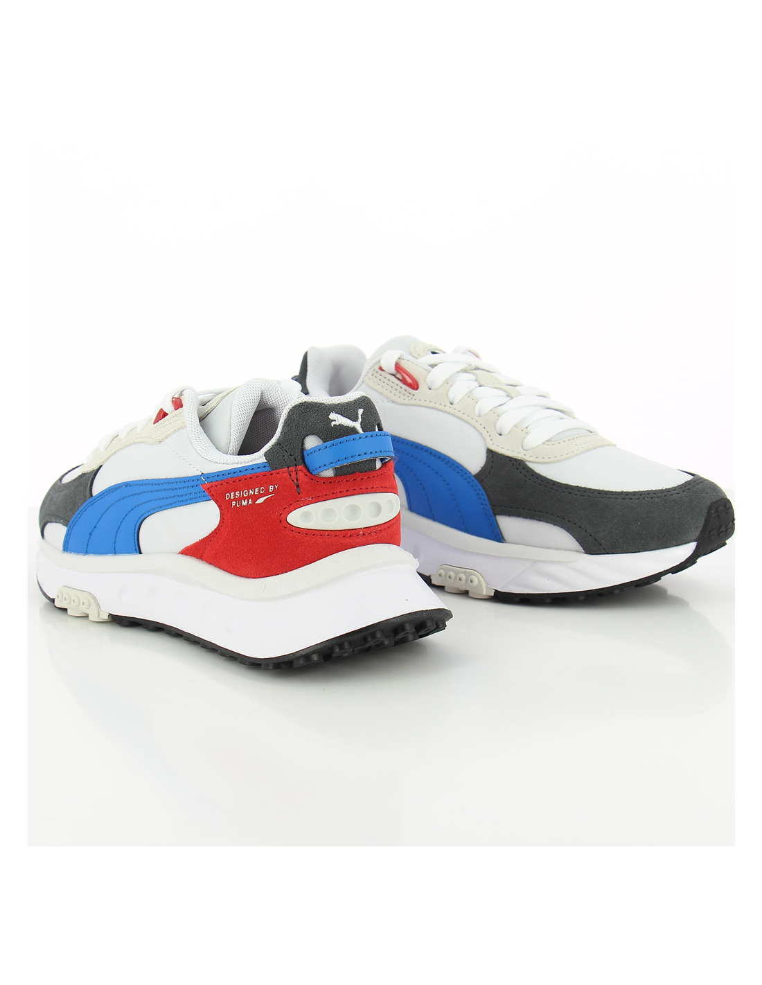 puma sneakers femme wild rider roll blanc/rouge/bleu/gris