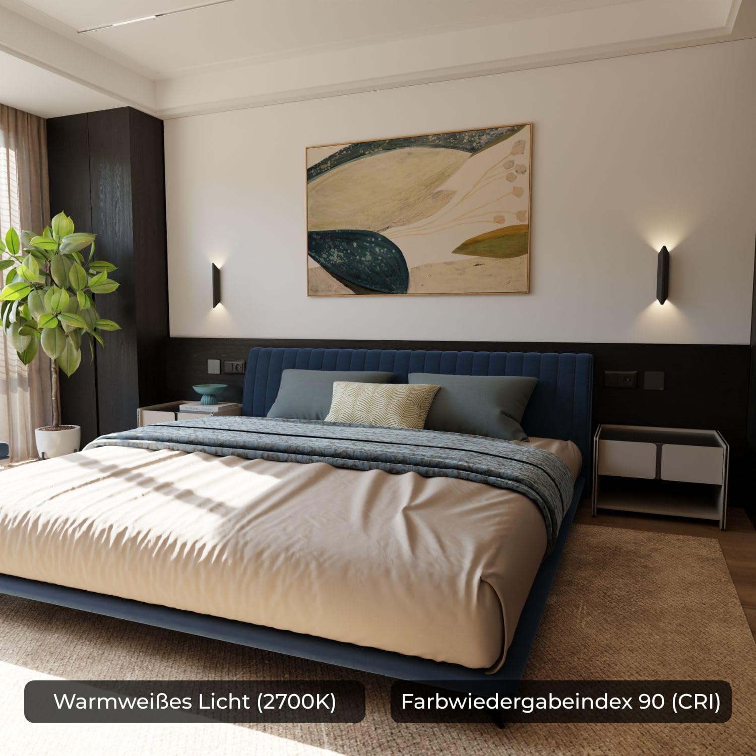 Wandleuchte 'Aviso' LED 2700 K warmweiß Up & Downlight Wandlampe Innen Aluminium schlankes Design modern Wohnzimmer Flur (Schwarz)