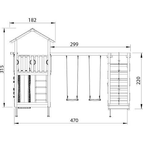 Jungle Gym Chalet 2.1 legetårn komplet inkl. klatremodul og rutsjebane