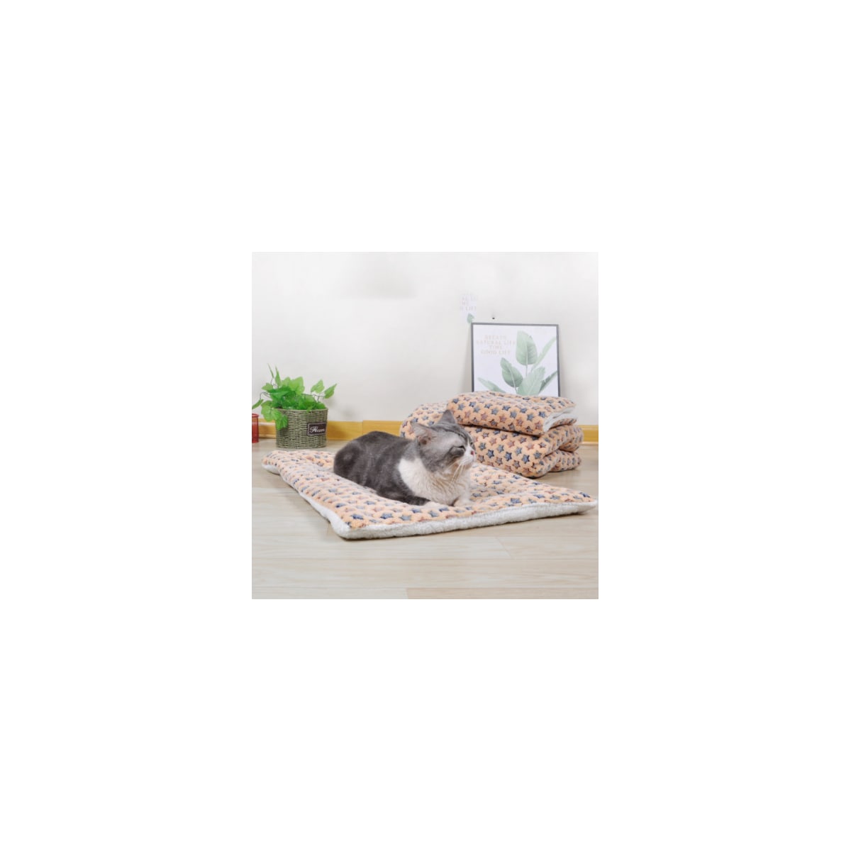 Seng for hund / katt lammeull / flanell flerfarget