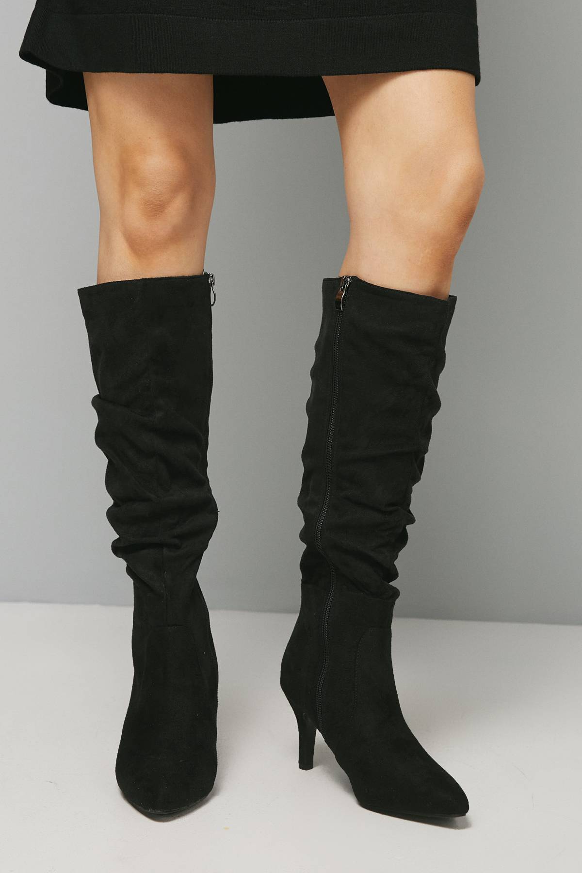Wallis Bottes Montantes Pointues à Talon Moyen Hista Froncées