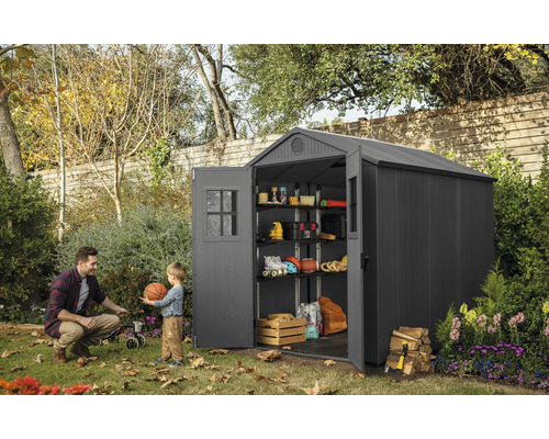Keter Darwin 6x8 tuinhuis inclusief vloer 190 x 244 cm antraciet