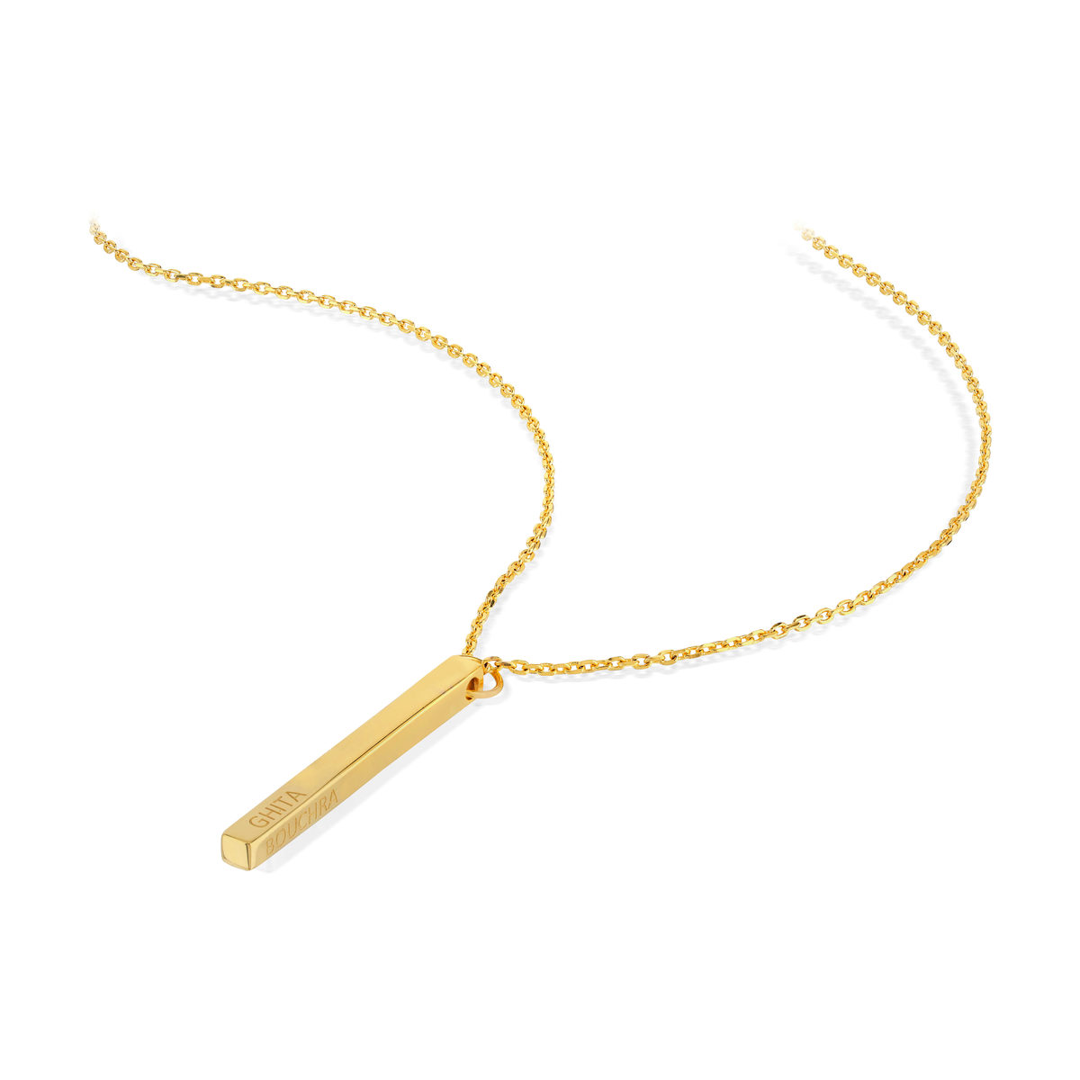 Collier plaqué or plaque personnalisable 45 cm