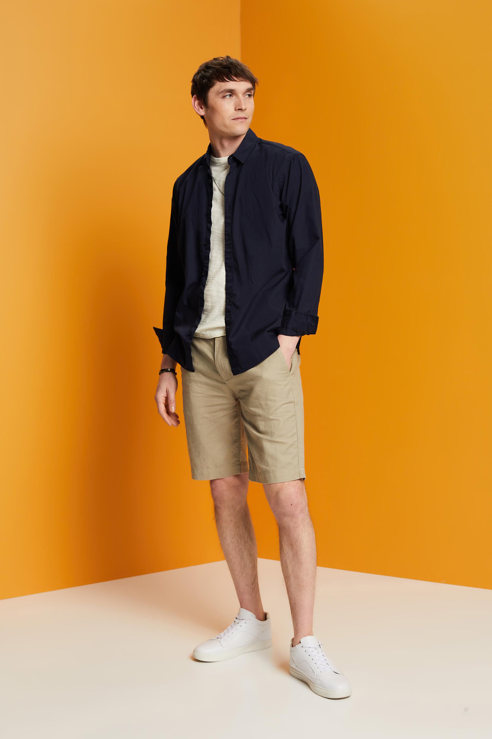 Pull-over à manches courtes, mélange de coton et de lin