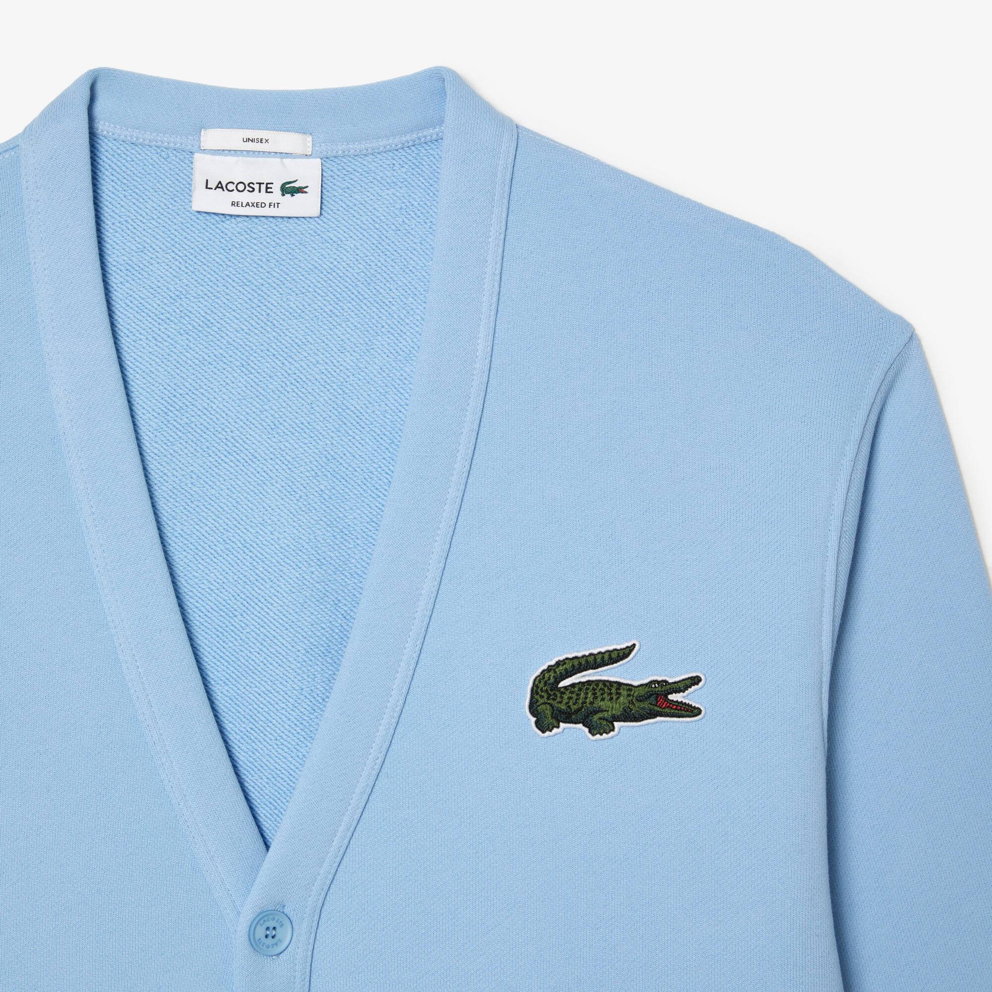 Cardigan col V unisexe Lacoste en molleton de coton biologique Sweatshirts - Bleu - Lacoste - Unisex