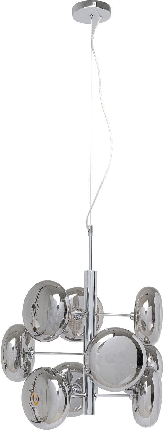 Kare Design Hängeleuchte Headlight Chrome, Hängelampe Wohnzimmer, Leuchte fürs Esszimmer, groß, Silber, Leuchtmittel nicht inklusive, 155x53x53cm