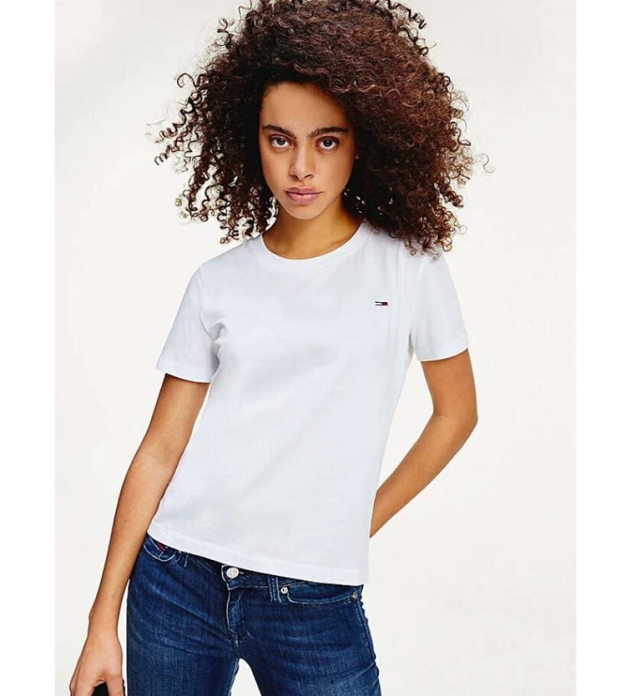 Camiseta Tommy Jeans TJW Regular Jersey com gola C, branca
