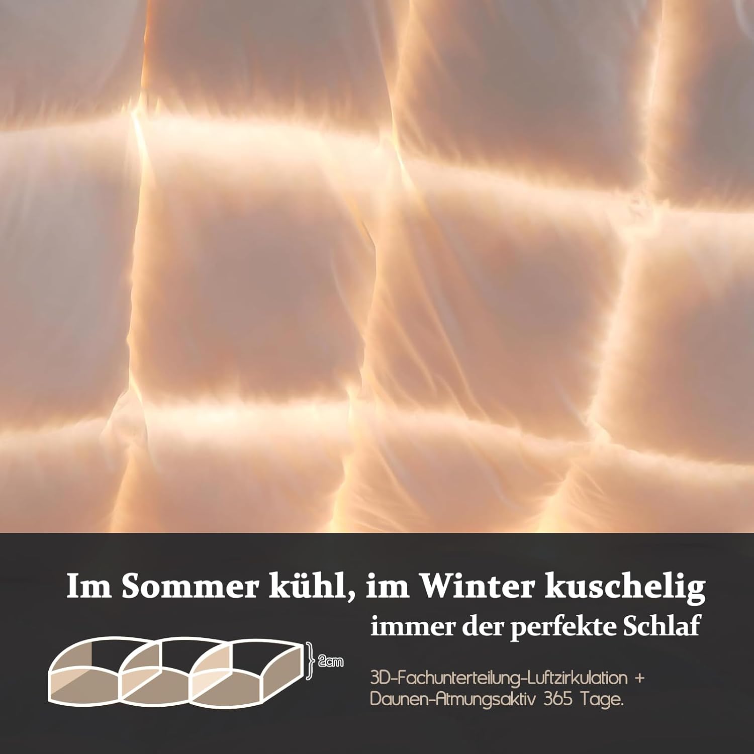 BPC Daunendecke 200x200 100% Bio-Baumwolle, 80% Daunen und 20% Federn 4 Jahreszeiten Bettdecke, Extra Weich Ganzjahresdecke, Atmungsaktiv Federbetten 200x200 cm, Fluffy Medium Down Duvet 2x2m