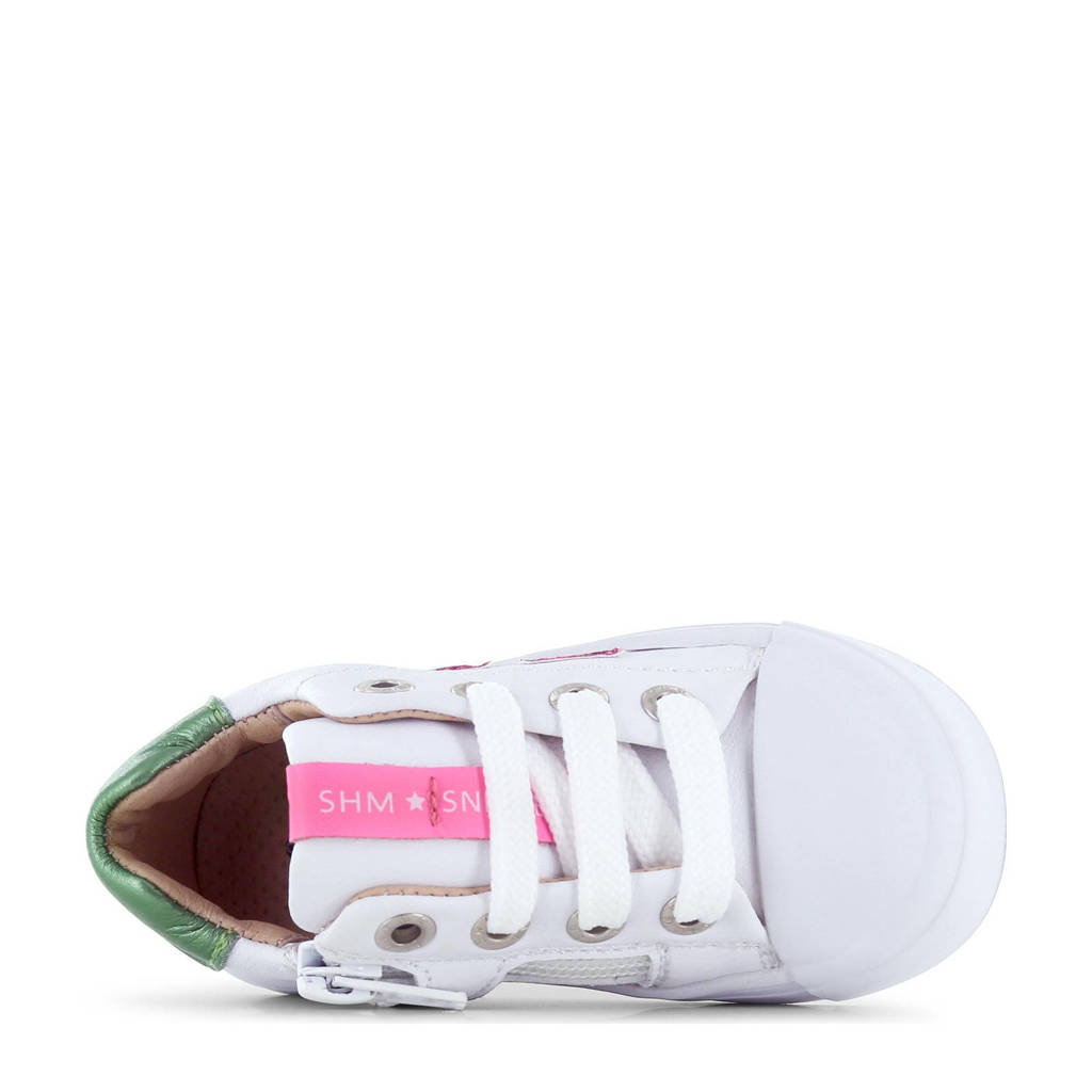 Shoesme leren sneakers wit/roze