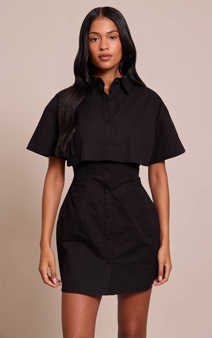Noir Robe Droite Grande Taille Avec Détail Superposition