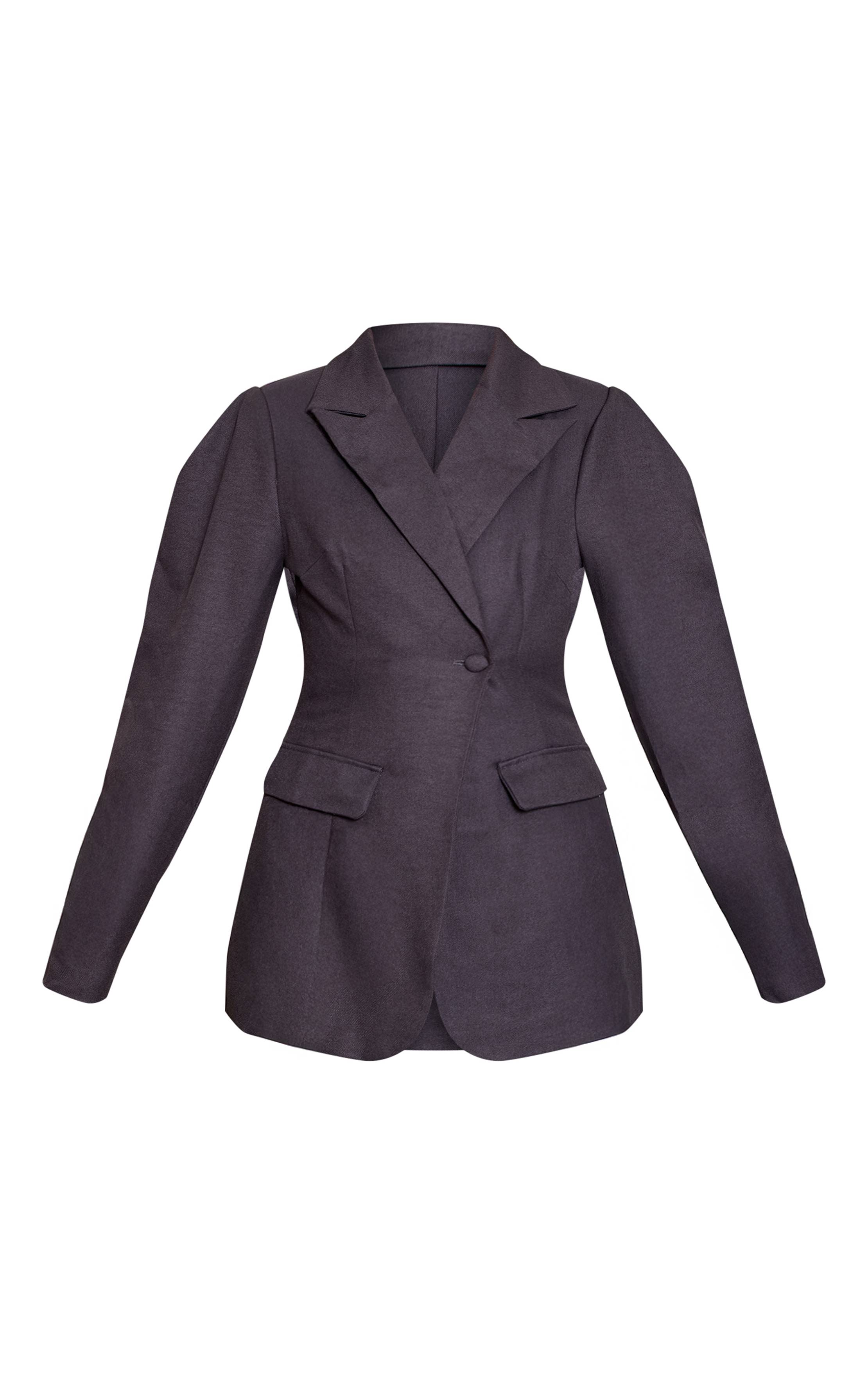 Charbon Blazer Oversize Extrême À Épaules Tombantes Et Taille Cintrée