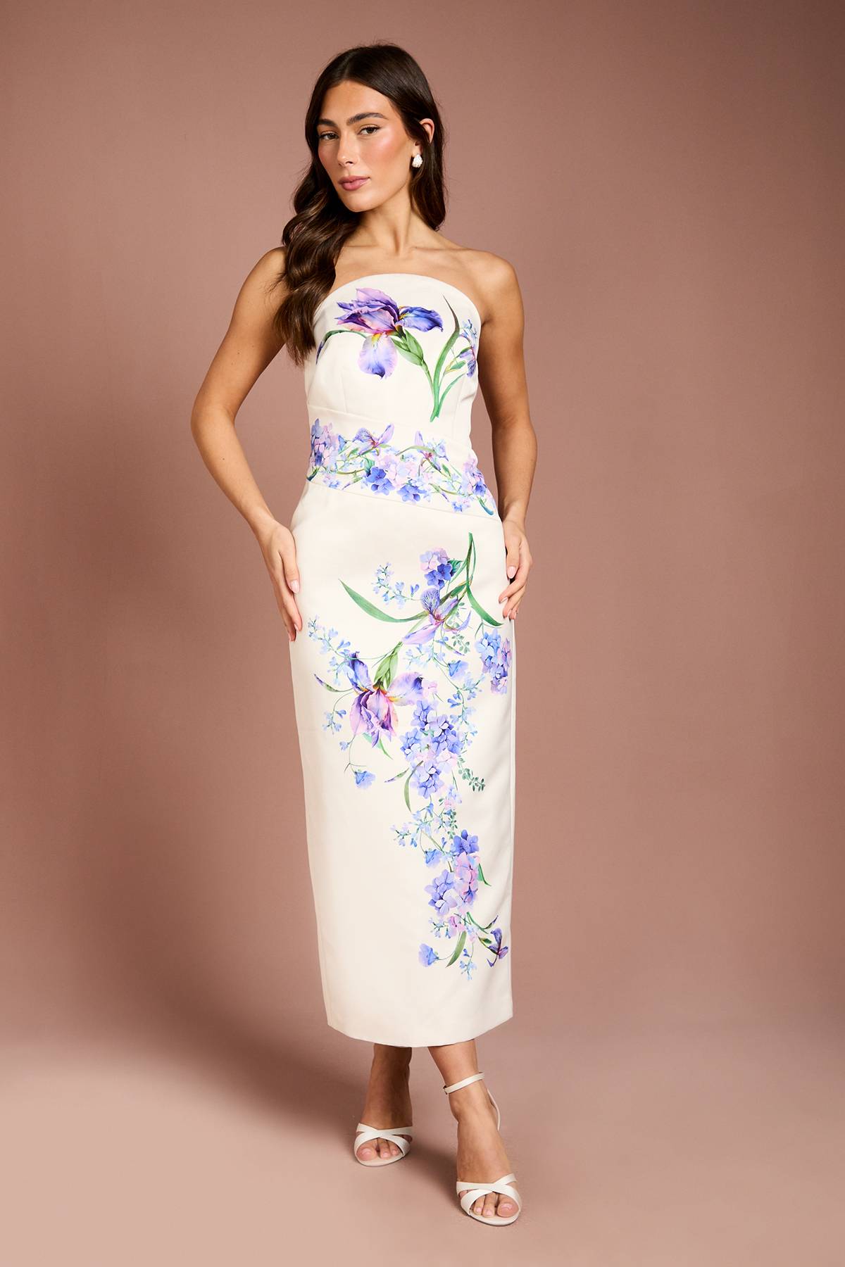 Coast Robe Maxi Fourreau Bandeau À Imprimé Floral Positionné