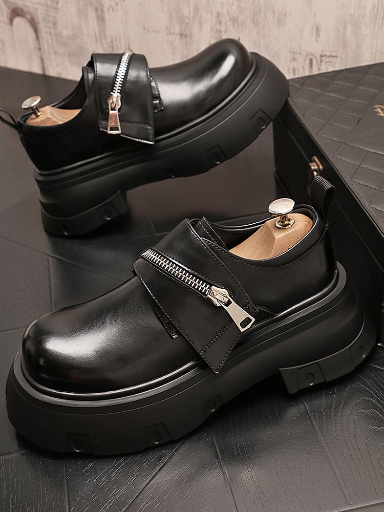 Mr Ozera - Loafers met imitatieleren plateauzool en ritssluiting