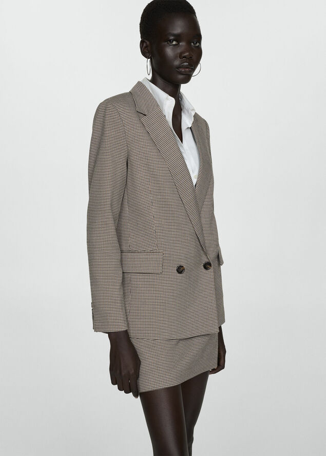 MANGO Double-breasted blazer Brown