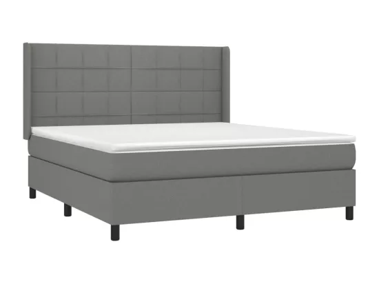 Sommier tapissier et matelas et LED Gris foncé 180x200 cm Tissu