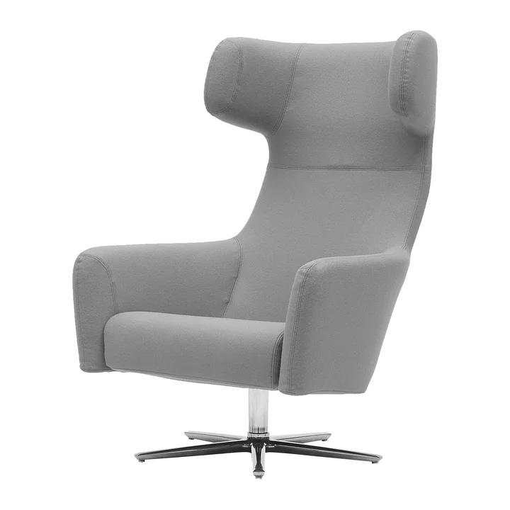 Softline - Havana Swivel Ohrensessel, Drehgestell Aluminium poliert / Filz Melange anthrazit (610)