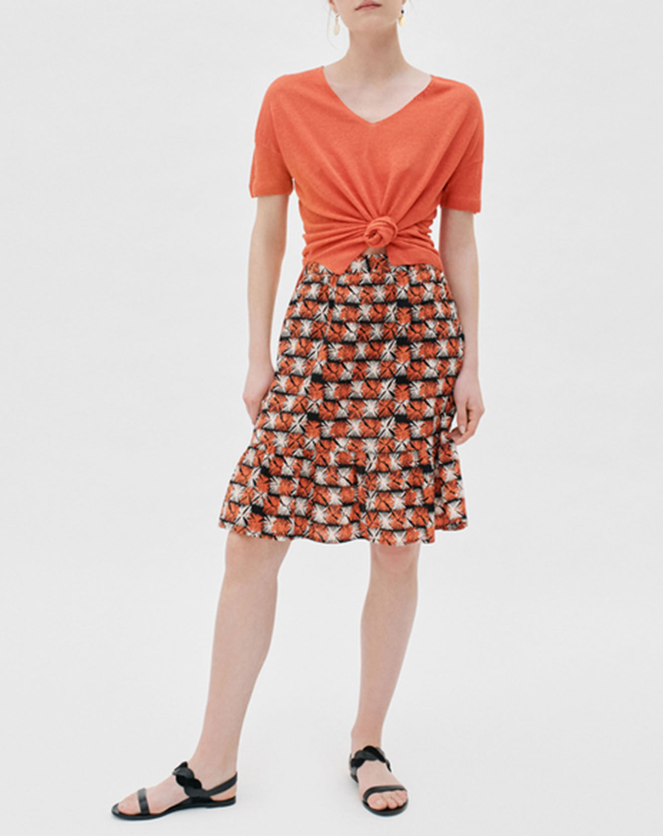 Caroll Pull 100% Lin Aurore coquelicot