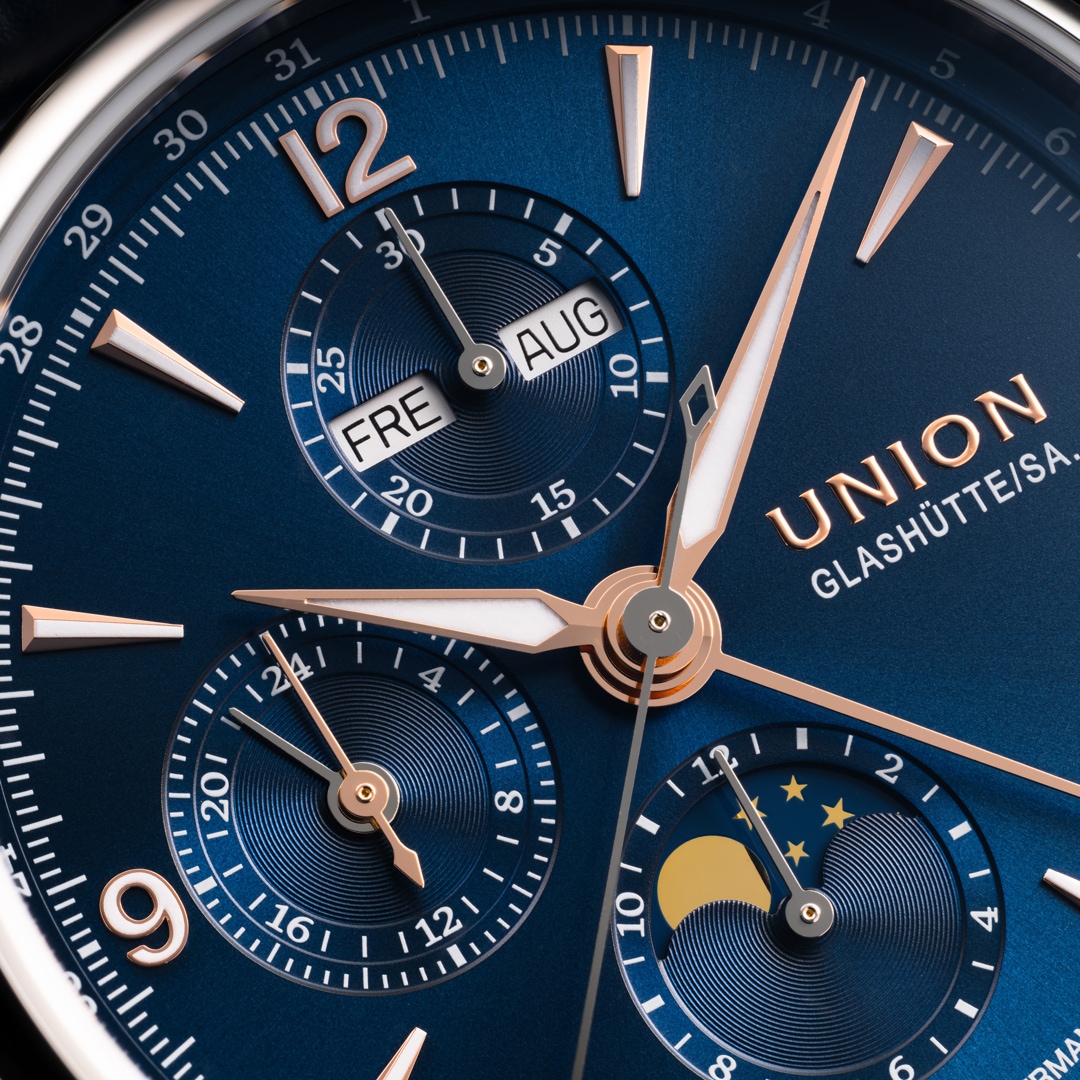 Union Glashütte Belisar Chronograph Mondphase Blau 42mm