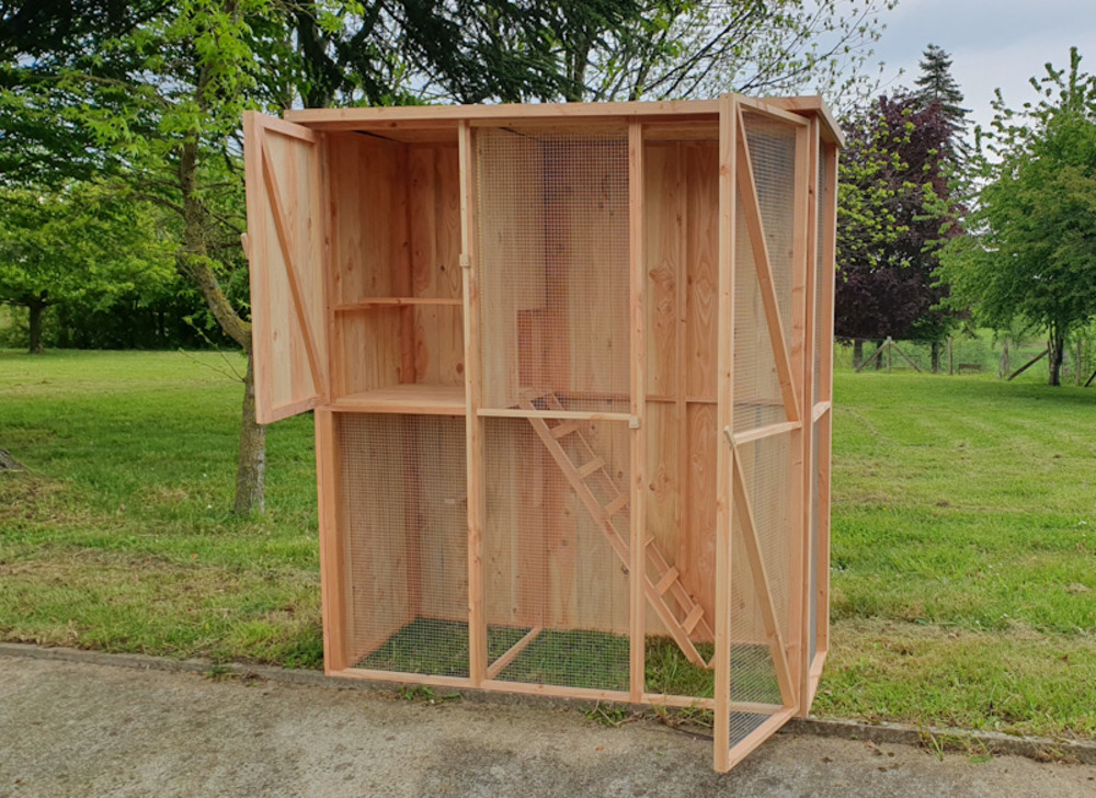 Poulailler urbain douglas avec parc, habitat, échelle et 2 perchoirs 183x90x201,5 cm pour 6 à 8 poules