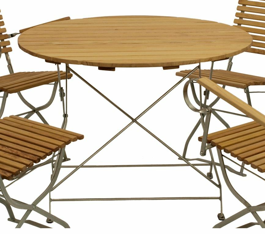 DEGAMO Klapptisch BAD TÖLZ 100cm rund, Flachstahl verzinkt + Robinie