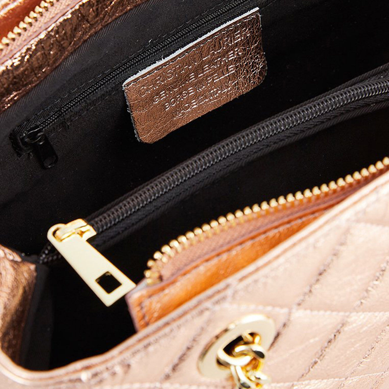 Christian Laurier Sac porté épaule en Cuir Pauline rose doré - 28x19.5x12 cm