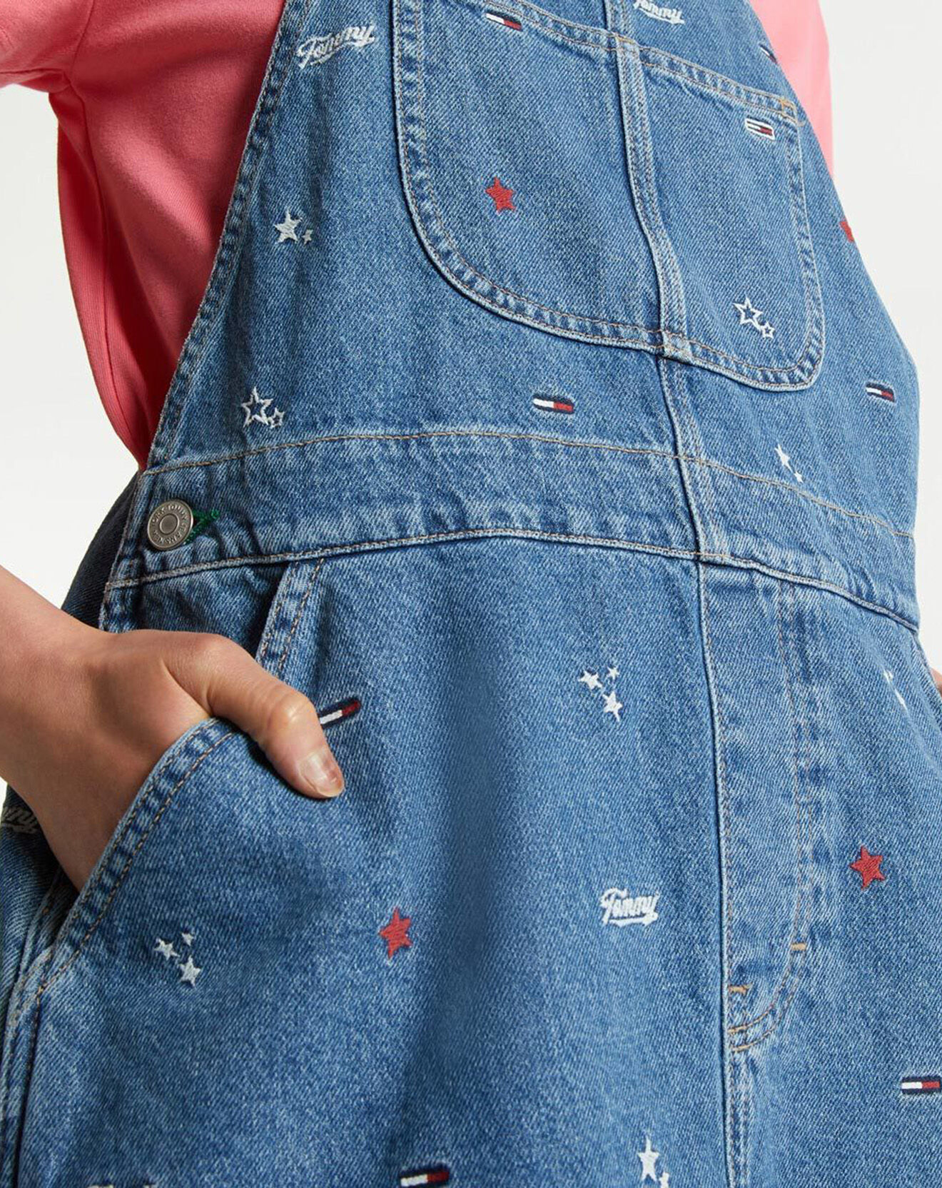 Tommy Jeans Robe salopette en Coton recyclé denim Logo bleu