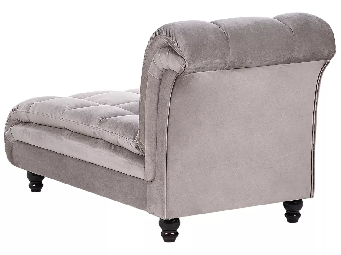 Chaise longue côté droit en velours taupe LORMONT