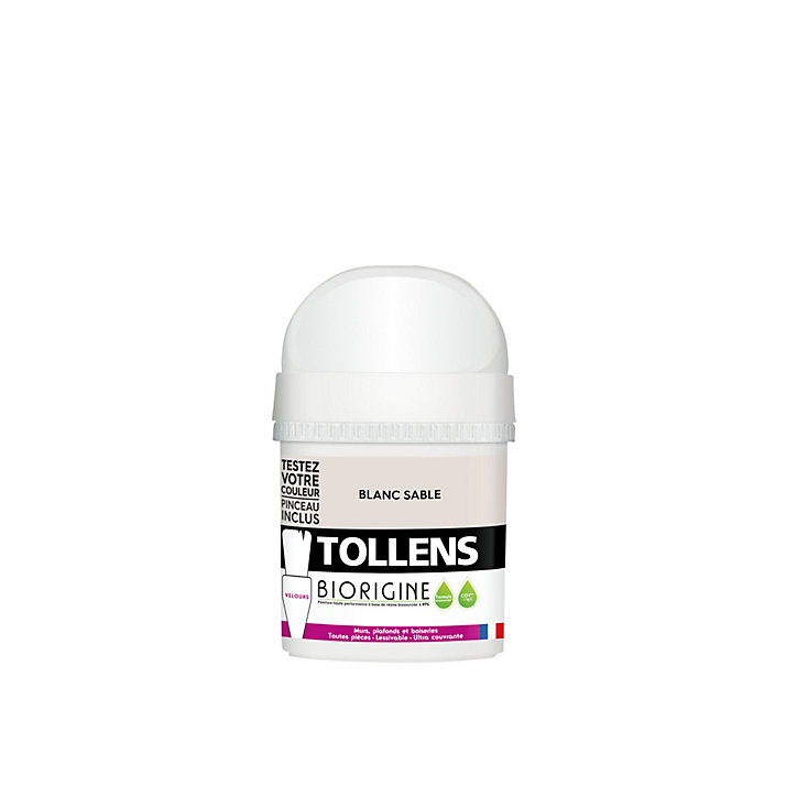 Testeur de peinture murs et plafonds Biorigine Tollens velours blanc sable 50ml