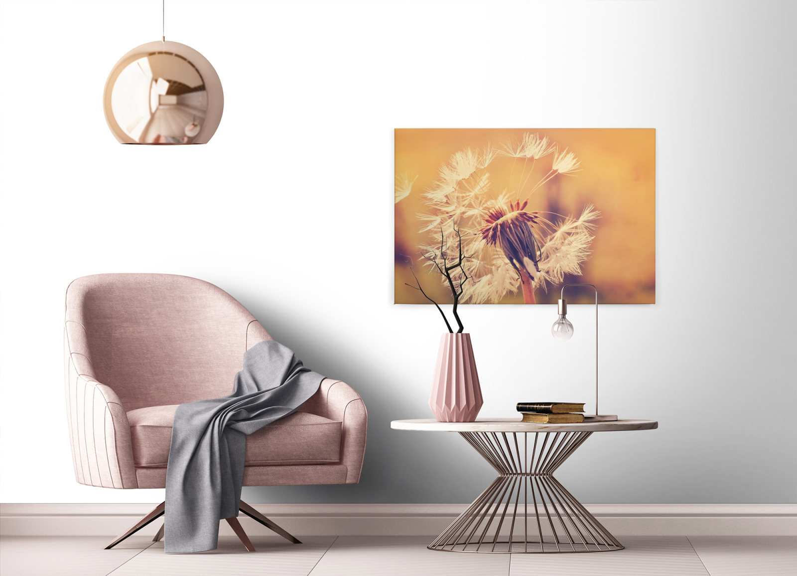Leinwandbild PUSTEBLUME - orange - 90x60 cm