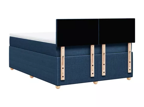 Sommier à lattes de lit avec matelas Bleu 160x200 cm Tissu