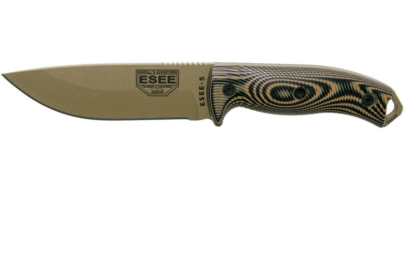ESEE Model 5 Dark Earth Blade 3D Coyote-Black G10 survivalmes 5PDE-005 kydex schede   clip plate