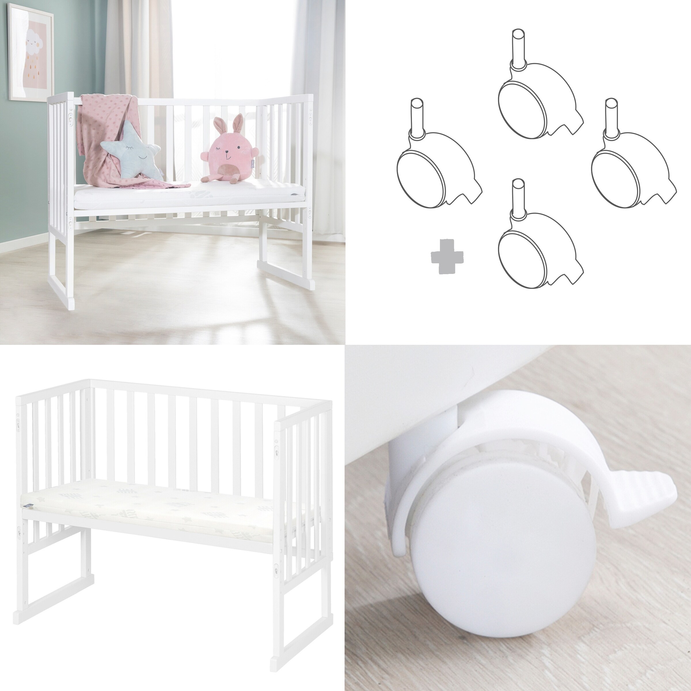 roba Stuben- & Beistellbett 3in1 mit Barriere + Matratze