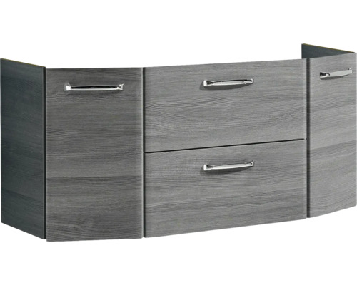Pelipal Quickset 328 badkamermeubelset, BxHxD 145 x 200 x 39 cm, grafiet getextureerde fronten (horizontaal patroon), met mineraal gegoten wastafel en hoge kast 328.120003