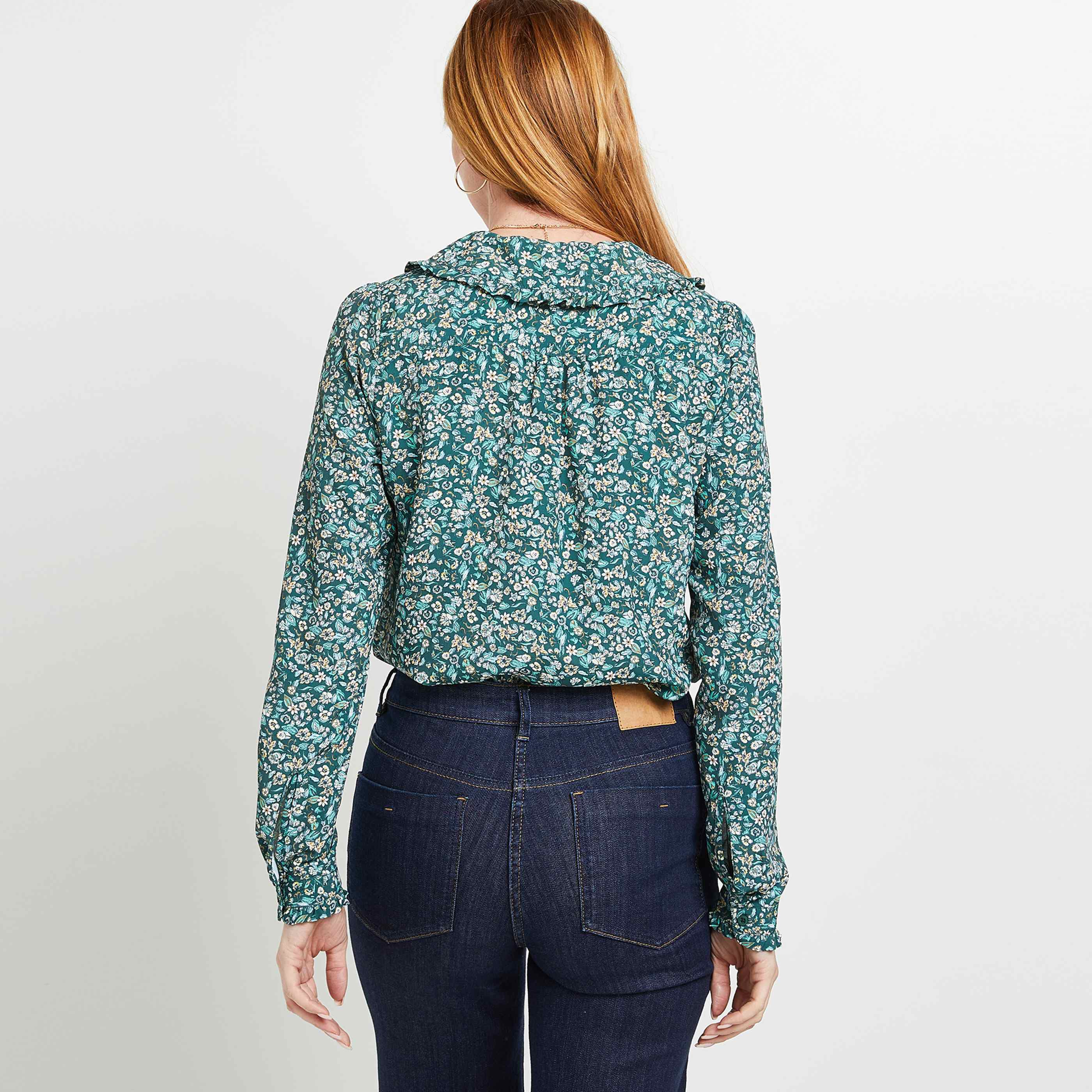 Chemisier col rond femme - VERT