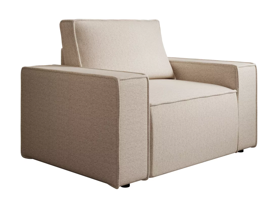 Fauteuil en tissu texturé beige AMELIA
