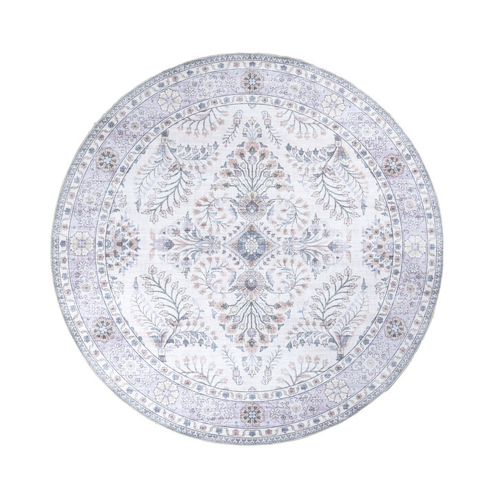 Rond vintage buitenkleed - Santo Flora Wit