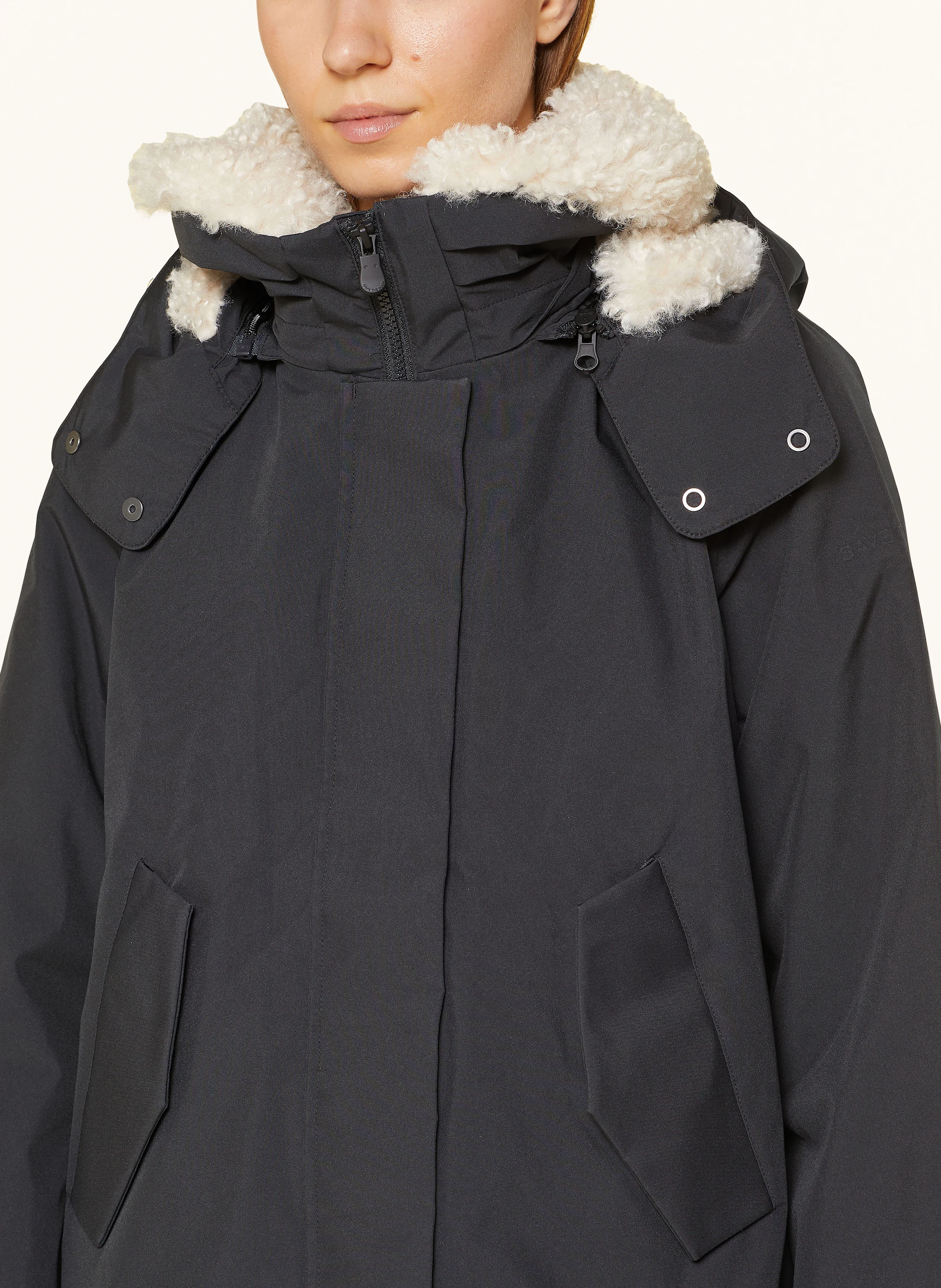 SAVE THE DUCK Jacke mit Kunstfell und abnehmbarer Kapuze