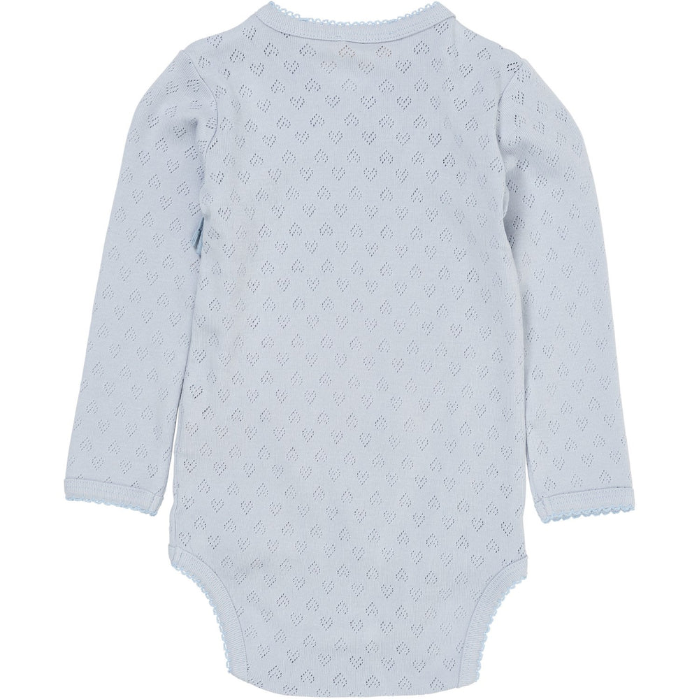 Køb COPENHAGEN COLORS Dusty Blue Pointelle Heart Crossover Body Ls