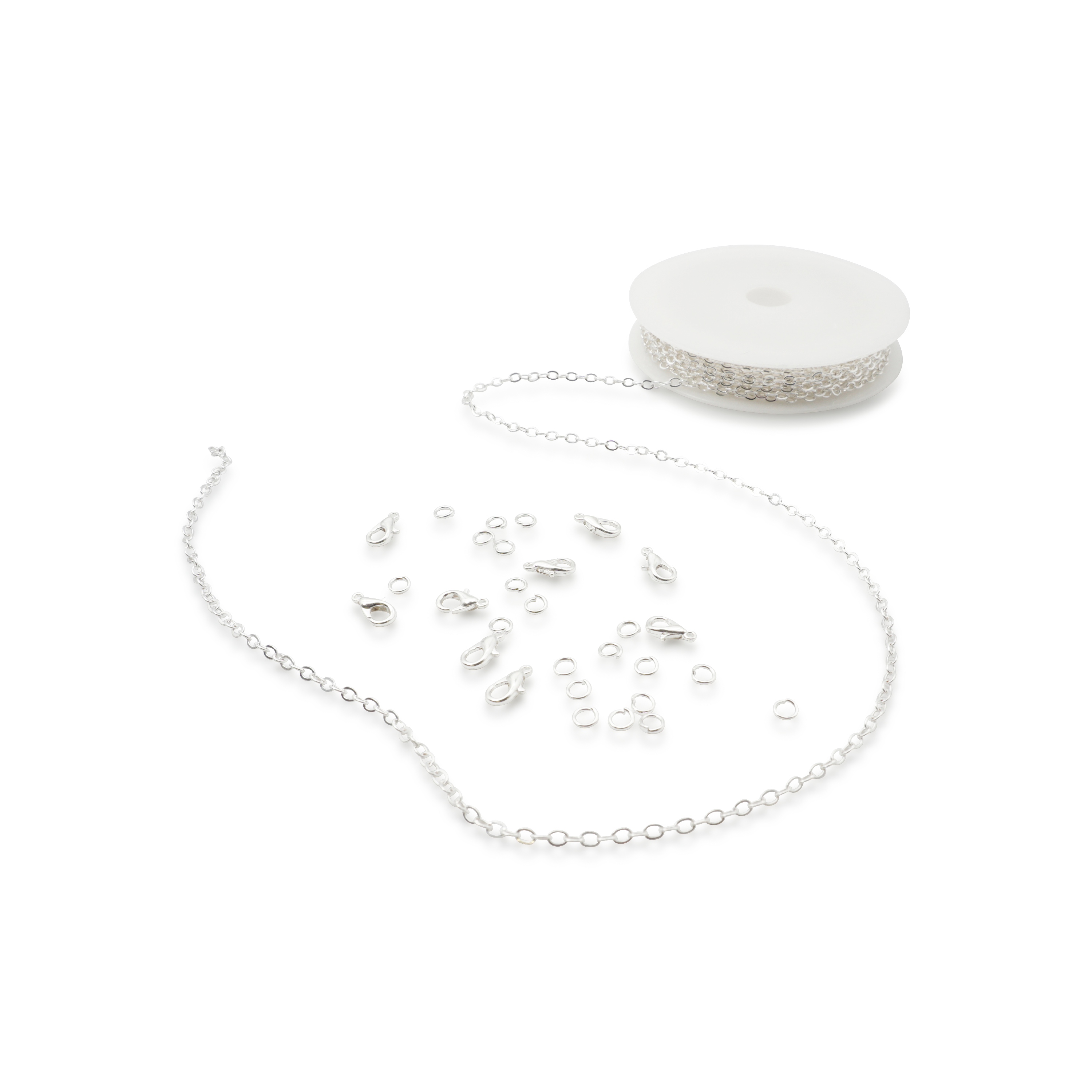 (3m) Legierung Kette DIY Schmuck Herstellungs Kit Halskette mit Verschlüssen   Biegeringen - Silber