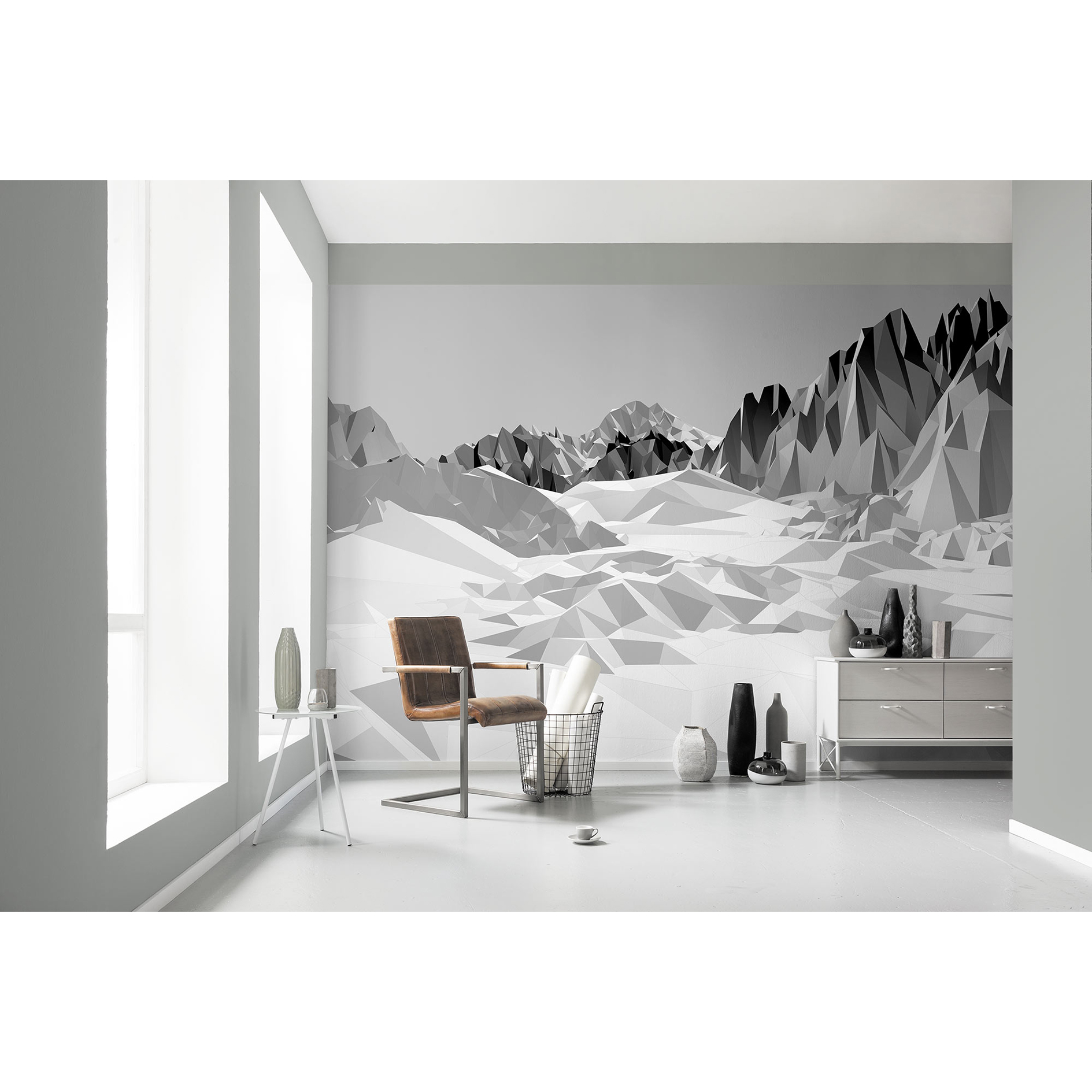 Papier-Fototapete ICEFIELDS - schwarz-weiß - 368x254 cm