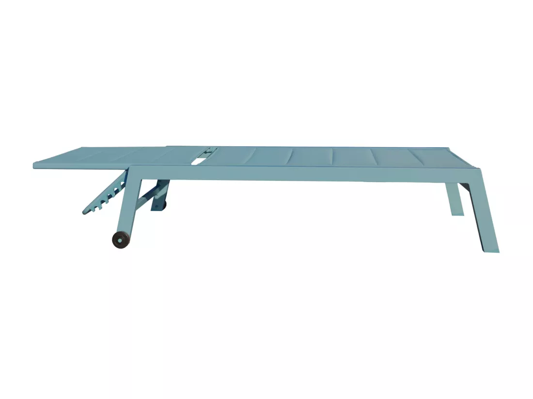 Lot de 2 bains de soleil BARBADOS en textilène bleu clair - aluminium bleu clair - HAPPY GARDEN