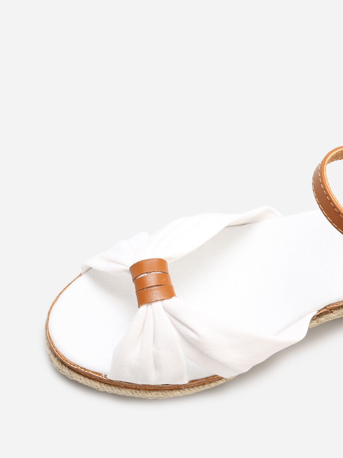 Sandales compensées en tissu à noeud- Blanc
